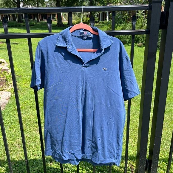 Vineyard Vines Cotton Checked Collar Polo Shirt - Picture 1 of 5